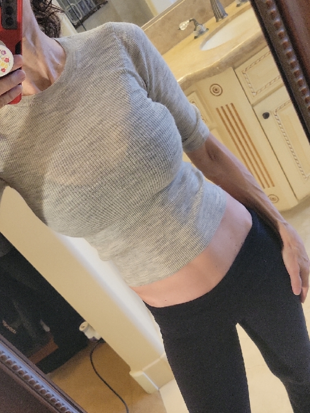 Vince 1/2-Sleeve Knit Lightweight Semi-sheer Gray Heathered Top, XS - Picture 2 of 15